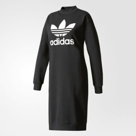 adidas Originals Trefoil Crew Neck Dress In Black - Picture 3 of 14